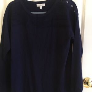 NWT Kim Rogers Navy Fashion Sweater Sz M L/S